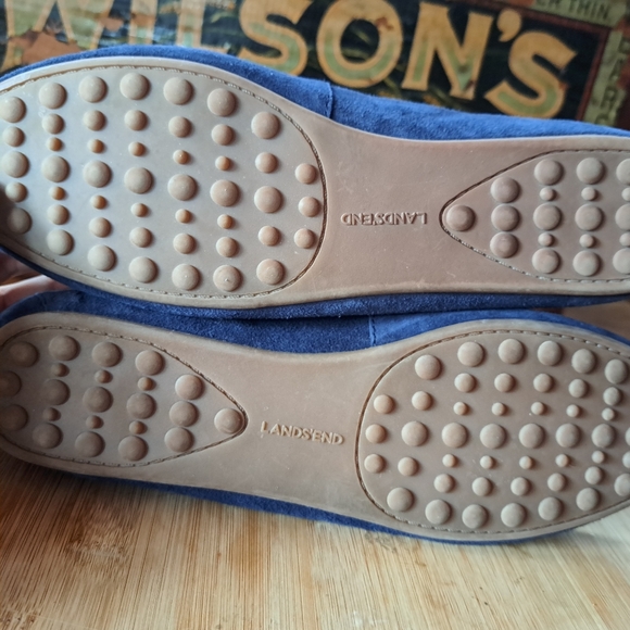 Land's End Slippers, Women Size 9, Unisex, Blue Suede Slip On Flats - Picture 7 of 10